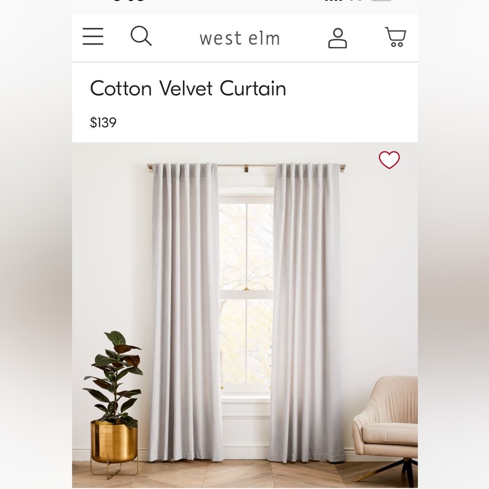 West elm cotton velvet curtains. Never used!